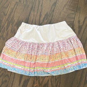Lucky in Love Brand White Waistband Skirt with Pink and Blue Floral Print